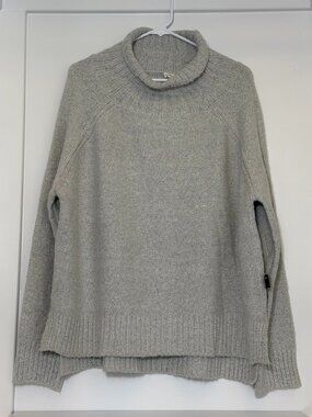 Olivia Grey Marled Grey Turtleneck Sweater Size XL – Oversized Cozy Knit Pullove